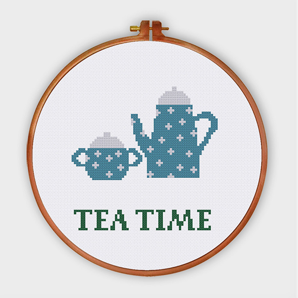 Tea Time for Kittens Cross stitch pattern pdf format
